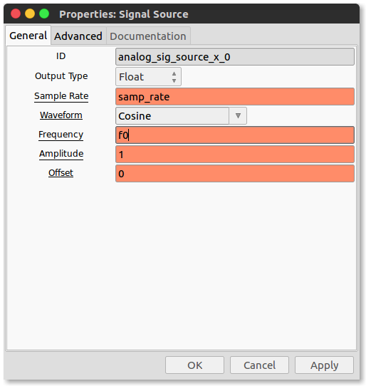 signal source default freq