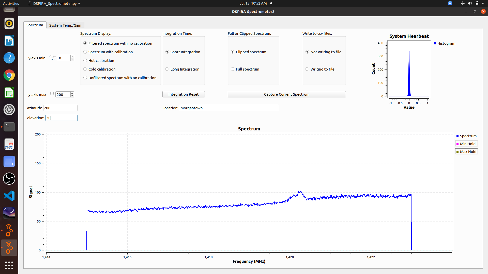 spectrometer screen
